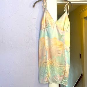 Watercolor pastel Satin Slip Dress by Cider- size L